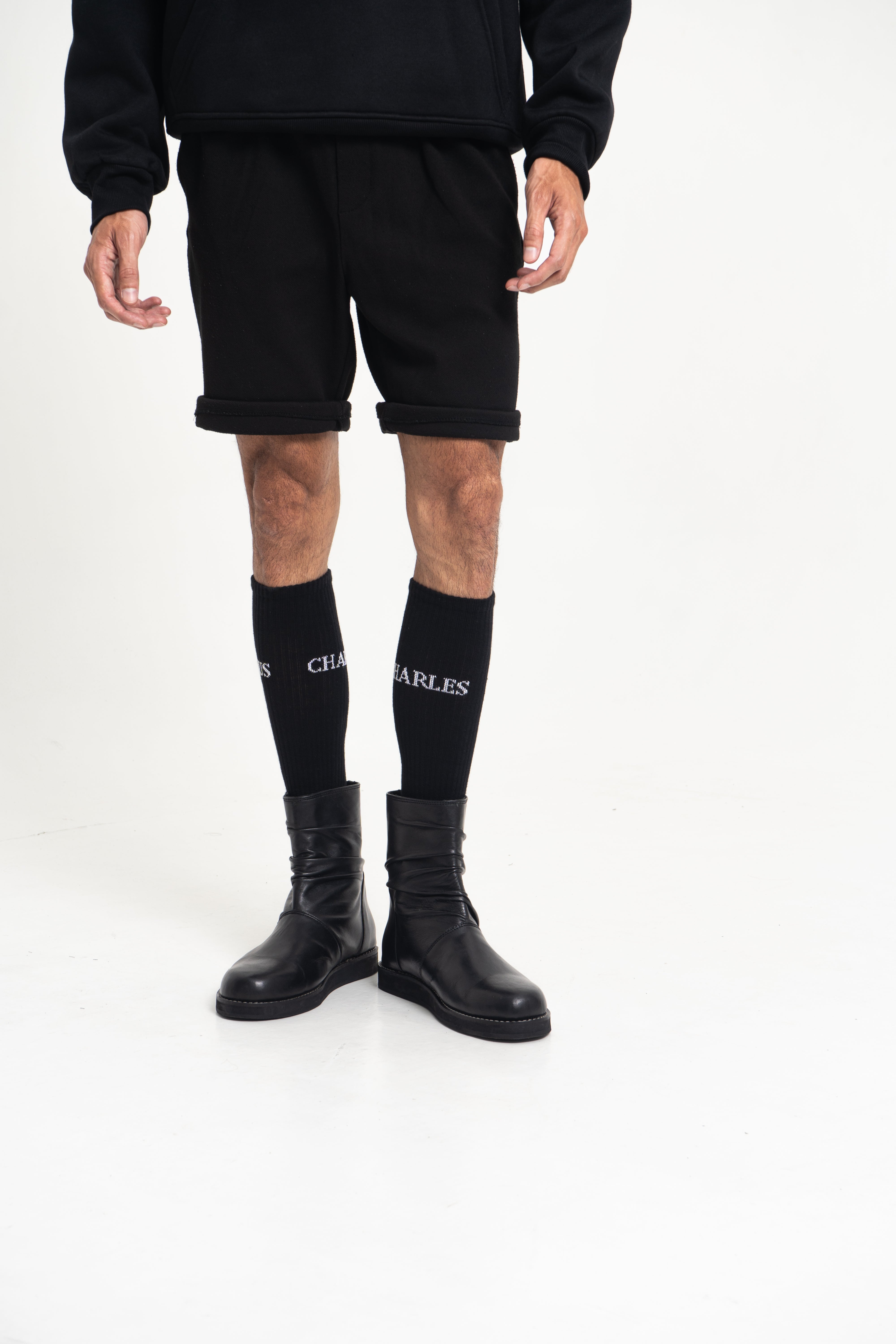 Charles Darius black leather zipper boots – handcrafted luxury footwear made in Italy.