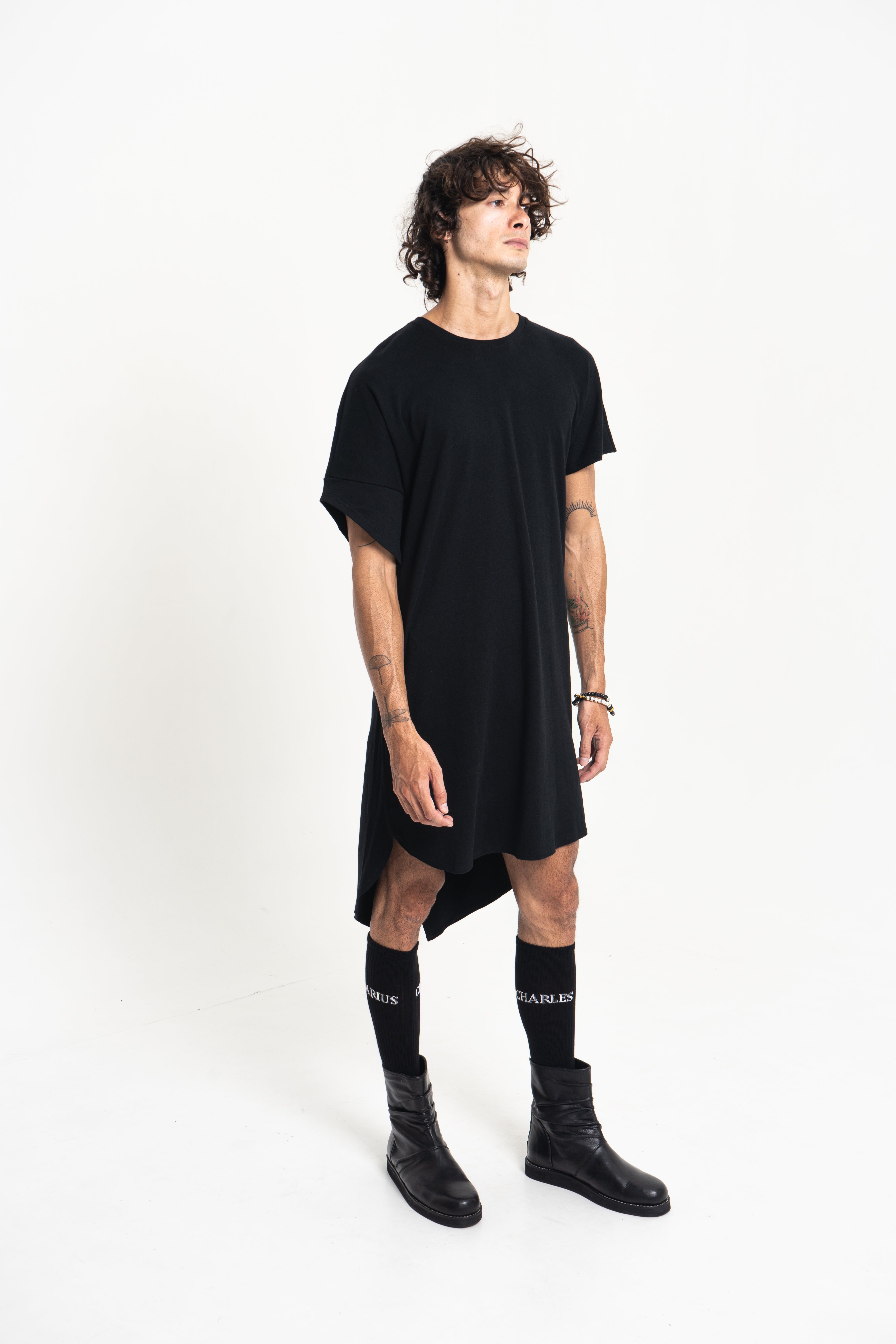 Asymmetric Tunic Shirt front view on model – Charles Darius Paris