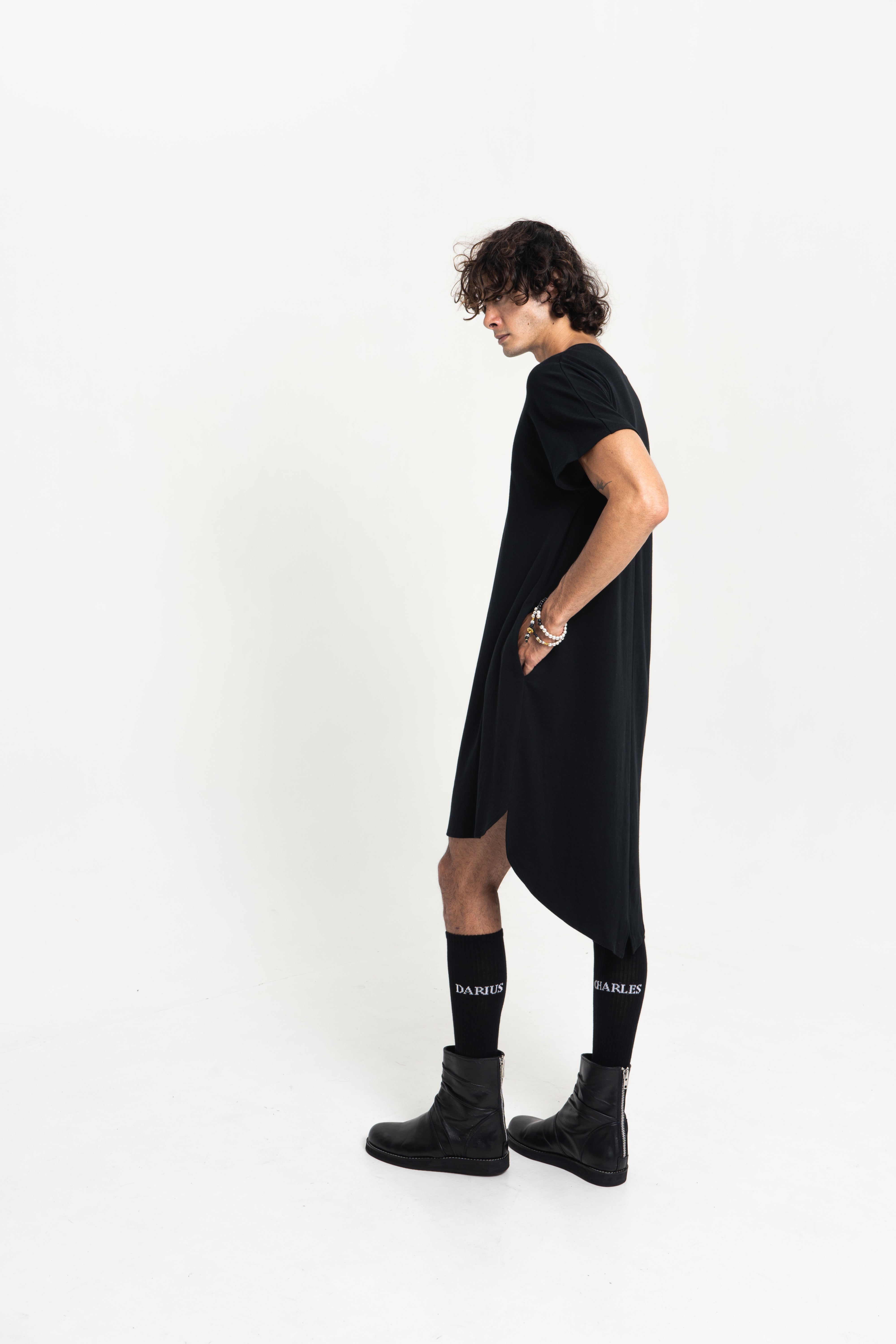 Asymmetric Tunic Shirt side profile – Japanese cotton – Charles Darius